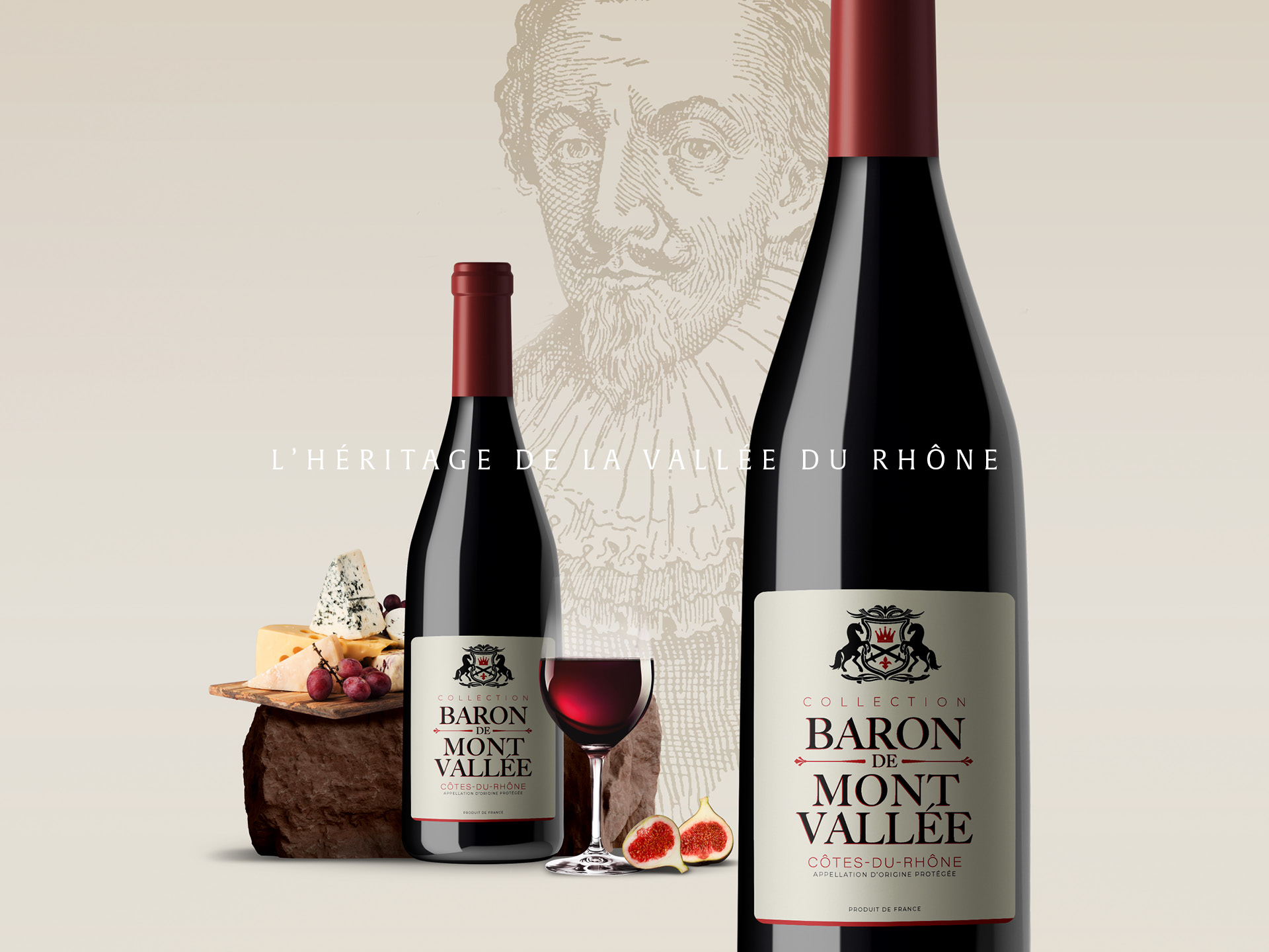 Création d'une marque de vin, nom, branding global, PLV et outils d'aide à la vente en grande distribution