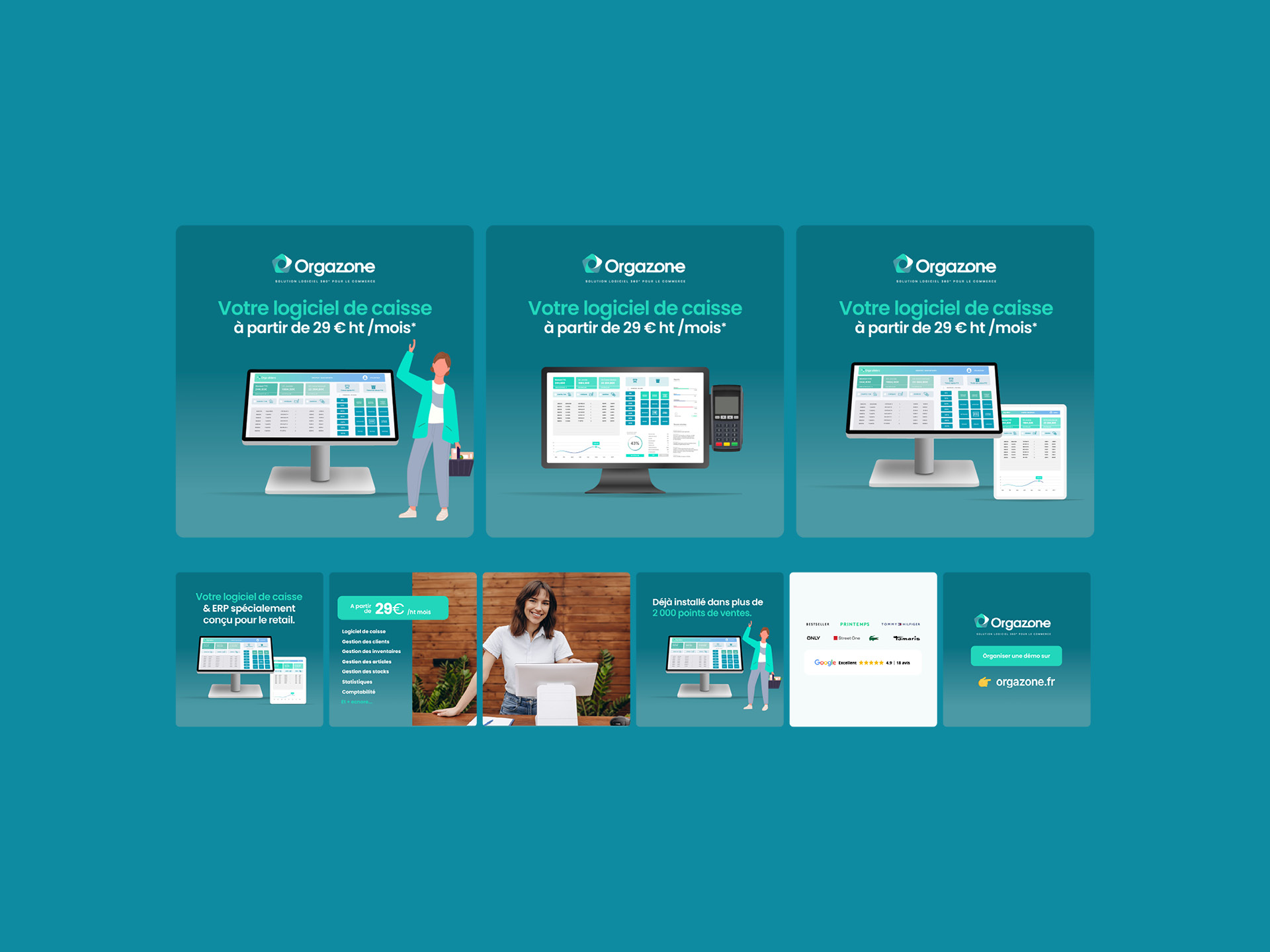 Rebranding et stratégie digitale pour Orgazone Logiciel de caisse et ERP pour le Retail et les commerces