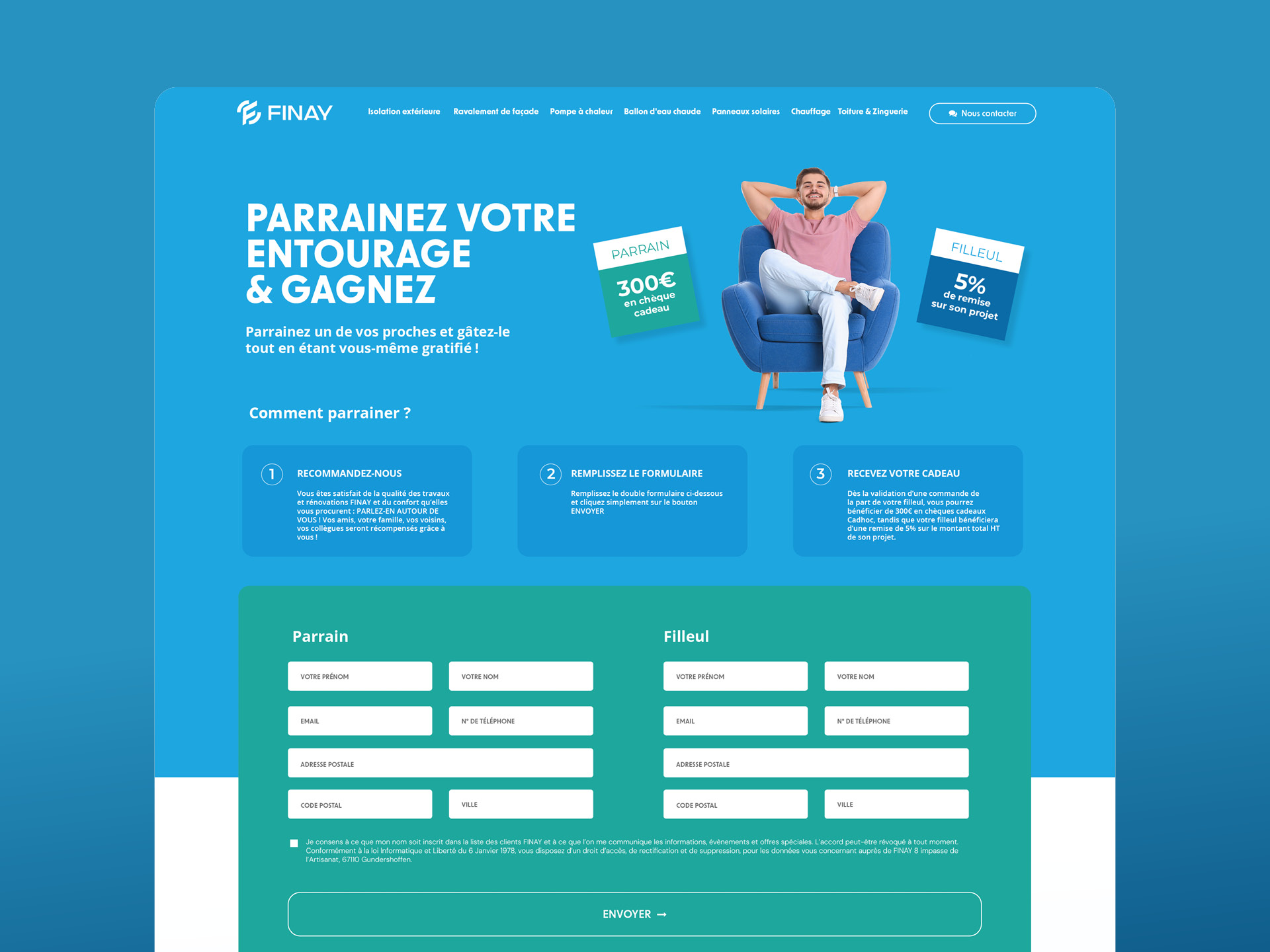 Site web et plateforme digitale générateur de leads pour FINAY